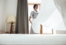 Otelde oda çarşaf değişimi